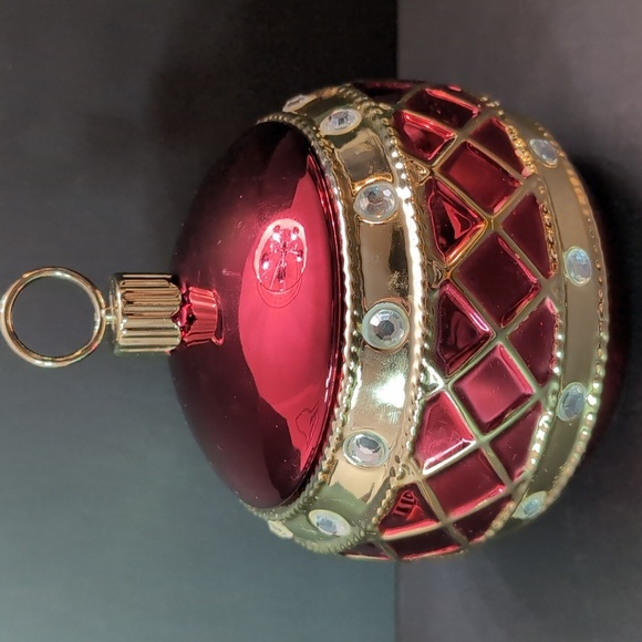 Teleflora Large Red/Gold Christmas Ornament Trinket Dish . - Picture 1 of 9